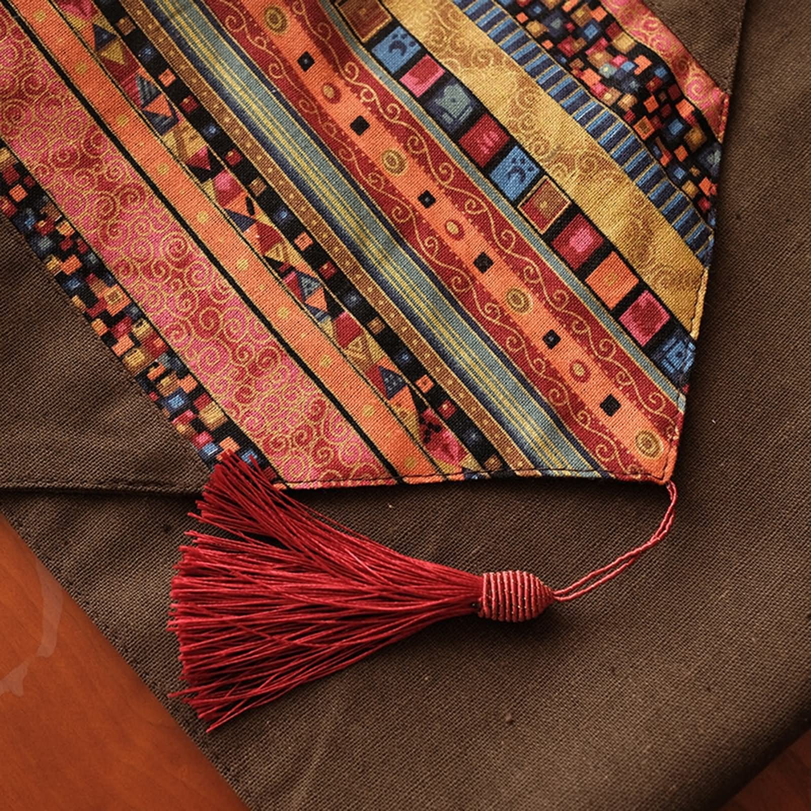 Camino de Mesa Navideño, Centros Decorativos de Mesa Comedor Rayas Étnicas Amarillo Sabana de Algodon 30x220CM