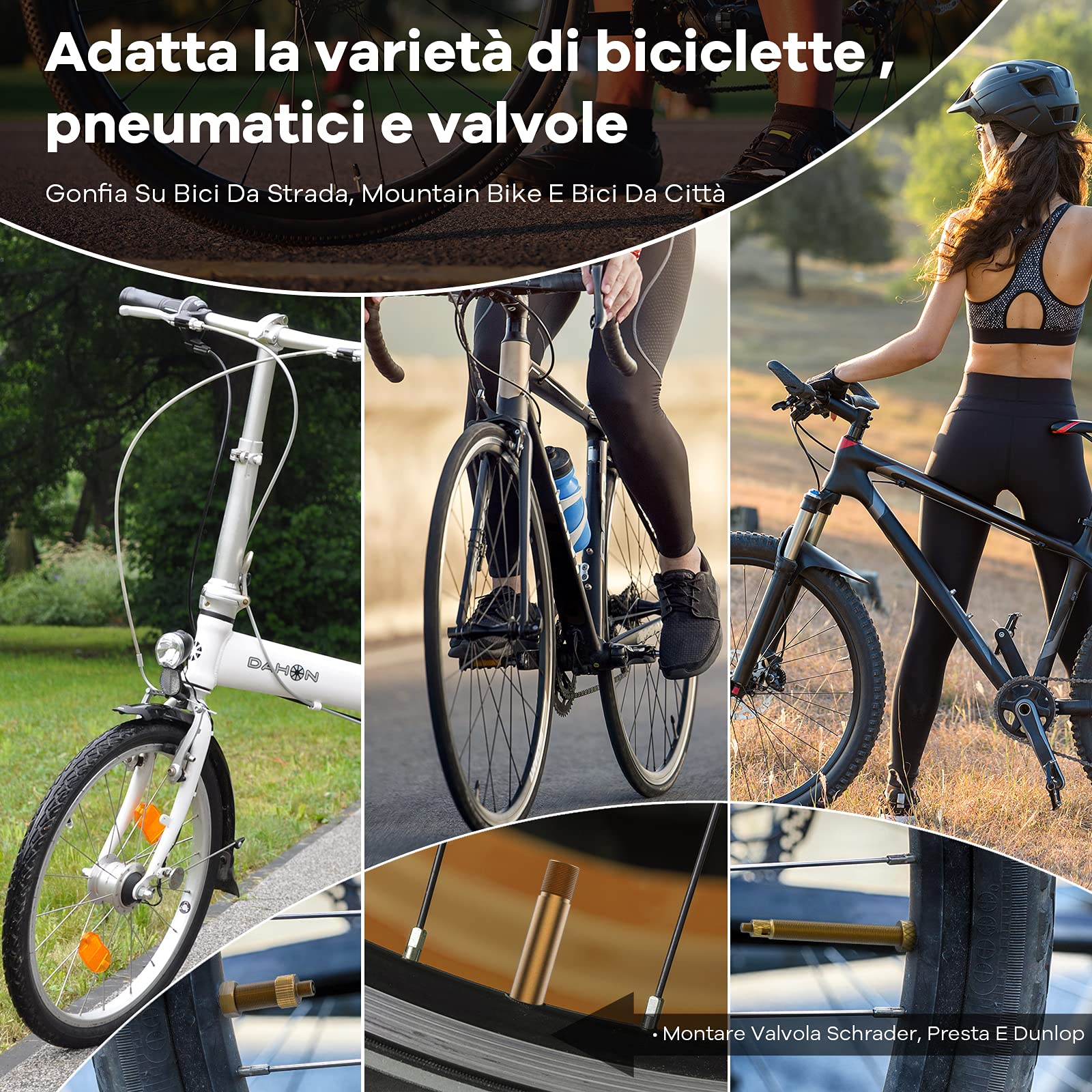 Pompa Da Pavimento Per Biciclette - Con Valvole Presta E Schrader, Multiuso - Foto 2