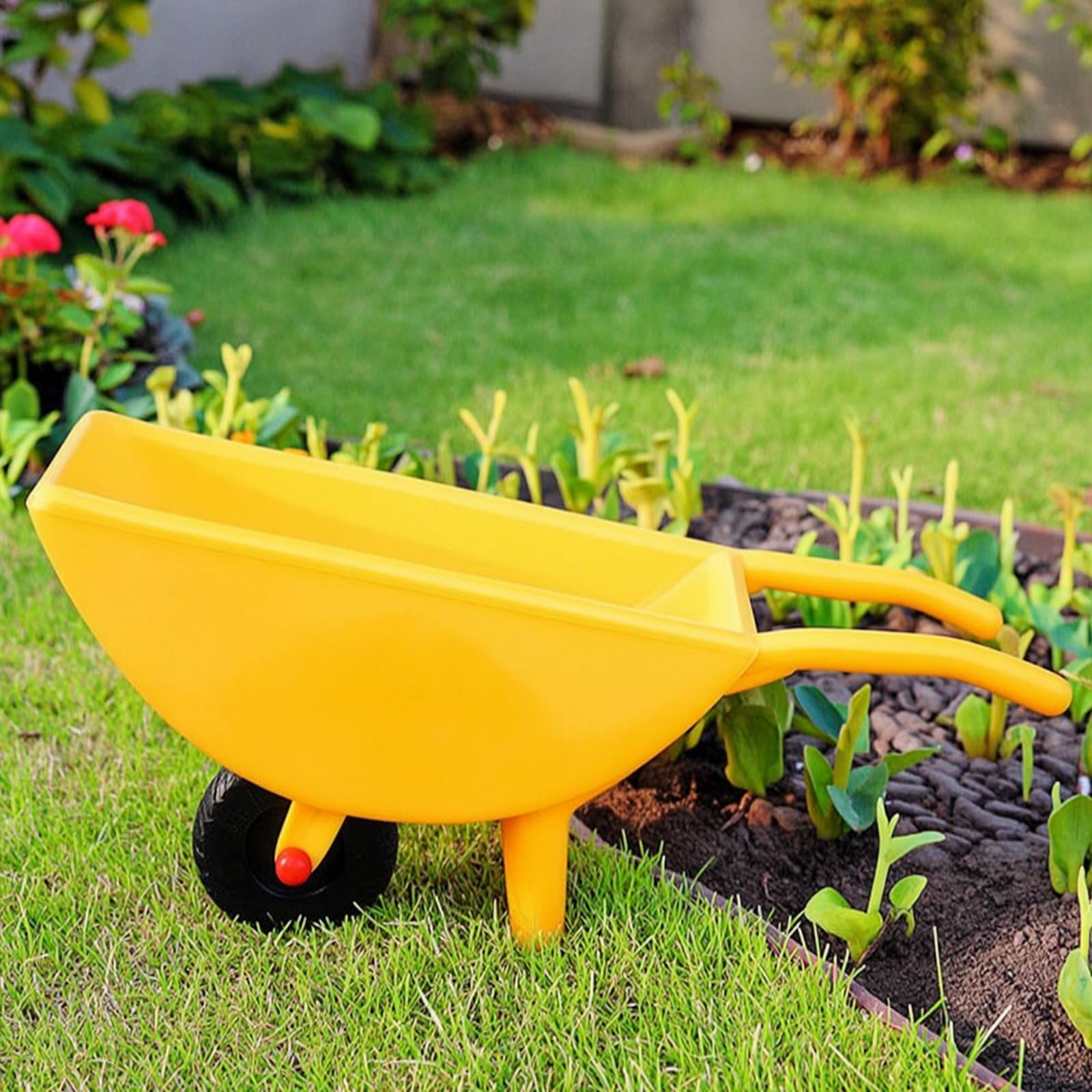 predolo Carriola Giocattolo da Giardino Carriola di Plastica Resistente Carretto a Spinta per Bambini, Spiaggia, Rosso