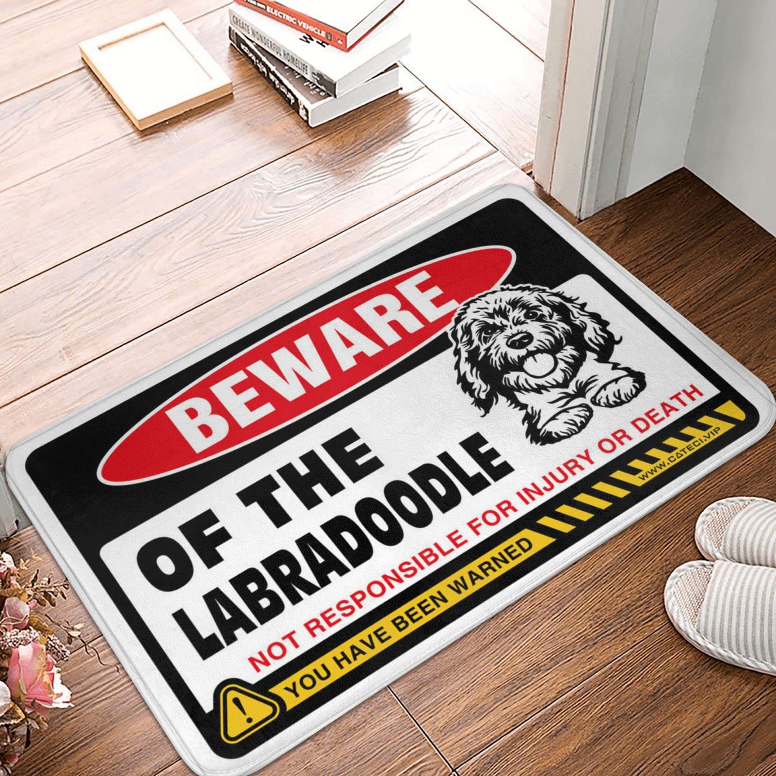 Paillasson automne Labradoodle : tapis d'entrée chaleureux style ferme