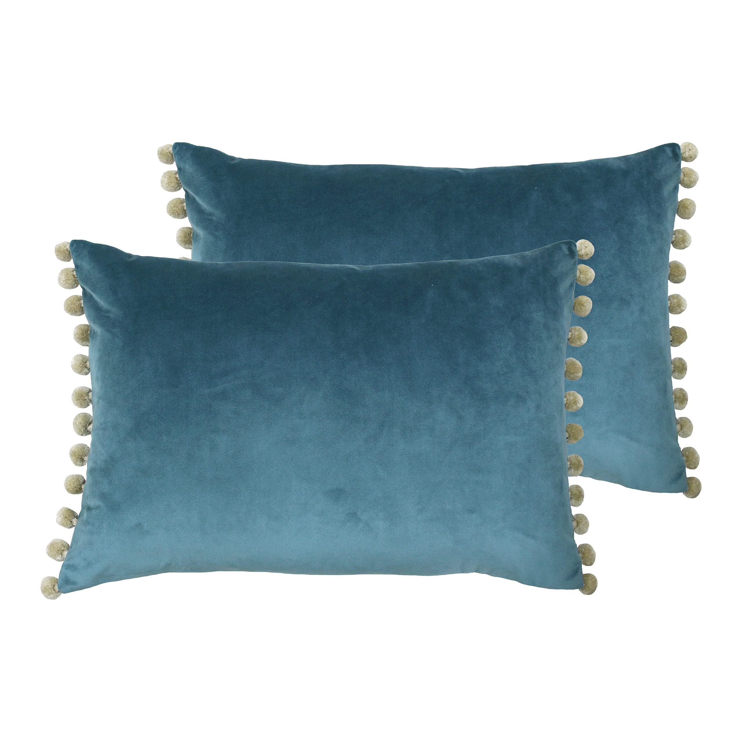 Paoletti Fiesta Polyester Filled Cushions (Twin Pack), Polyester, Duck Egg/Natural