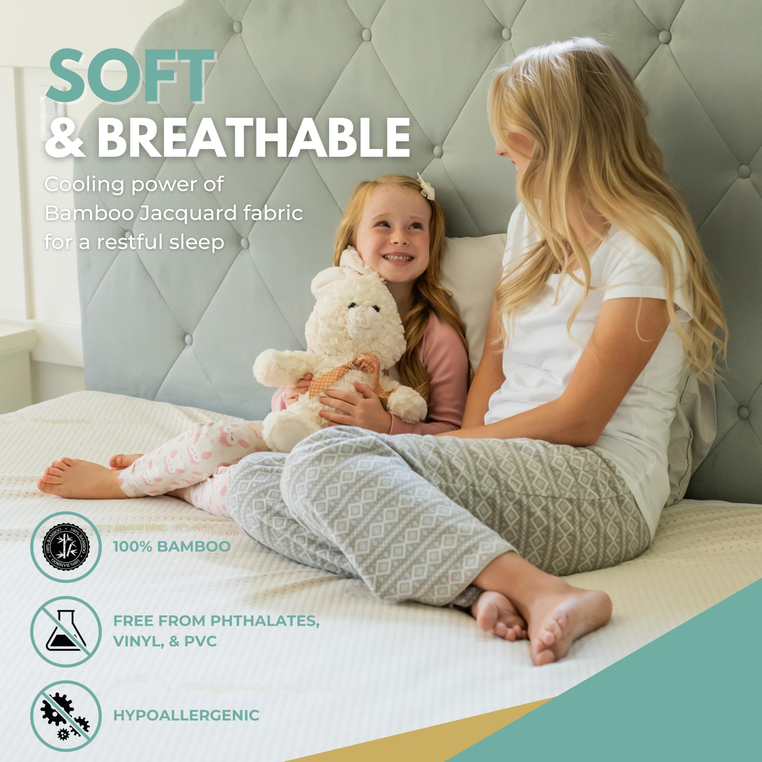 Rozmiar Twin XL | wodoodporny ochraniacz na materac | hipoalergiczny, chłodzący pokrowiec na materac, prześcieradło z gumką o głębokości do 45 cm | 100% wiskoza bambusowa | wg Rest Line Premium