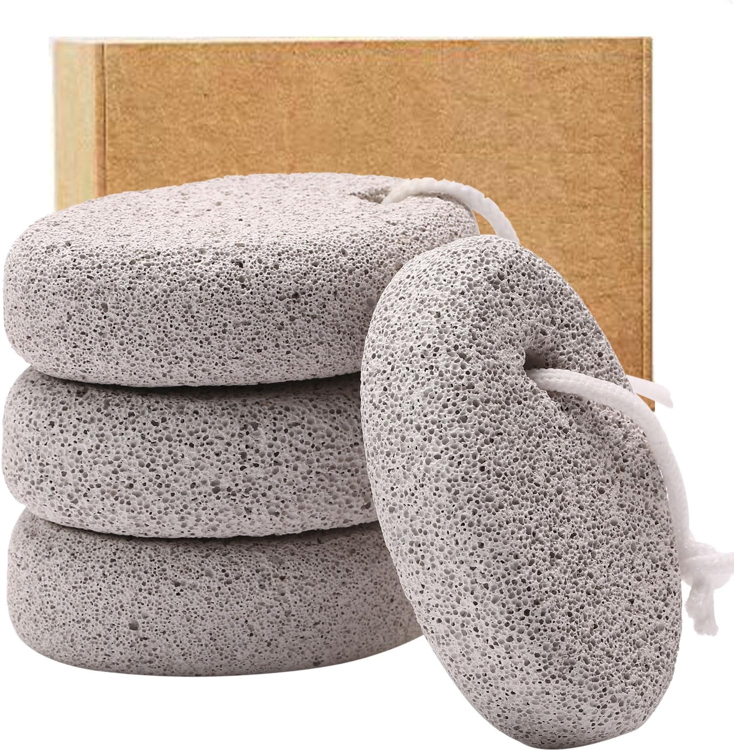 4-Pack Natural Pumice Stone for Feet, Lava Pedicure Tools Hard Skin Callus Remover for Feet and Hands - Natural Foot File Exfoliation to Remove Dead Skin, Heels, Elbows, Hands