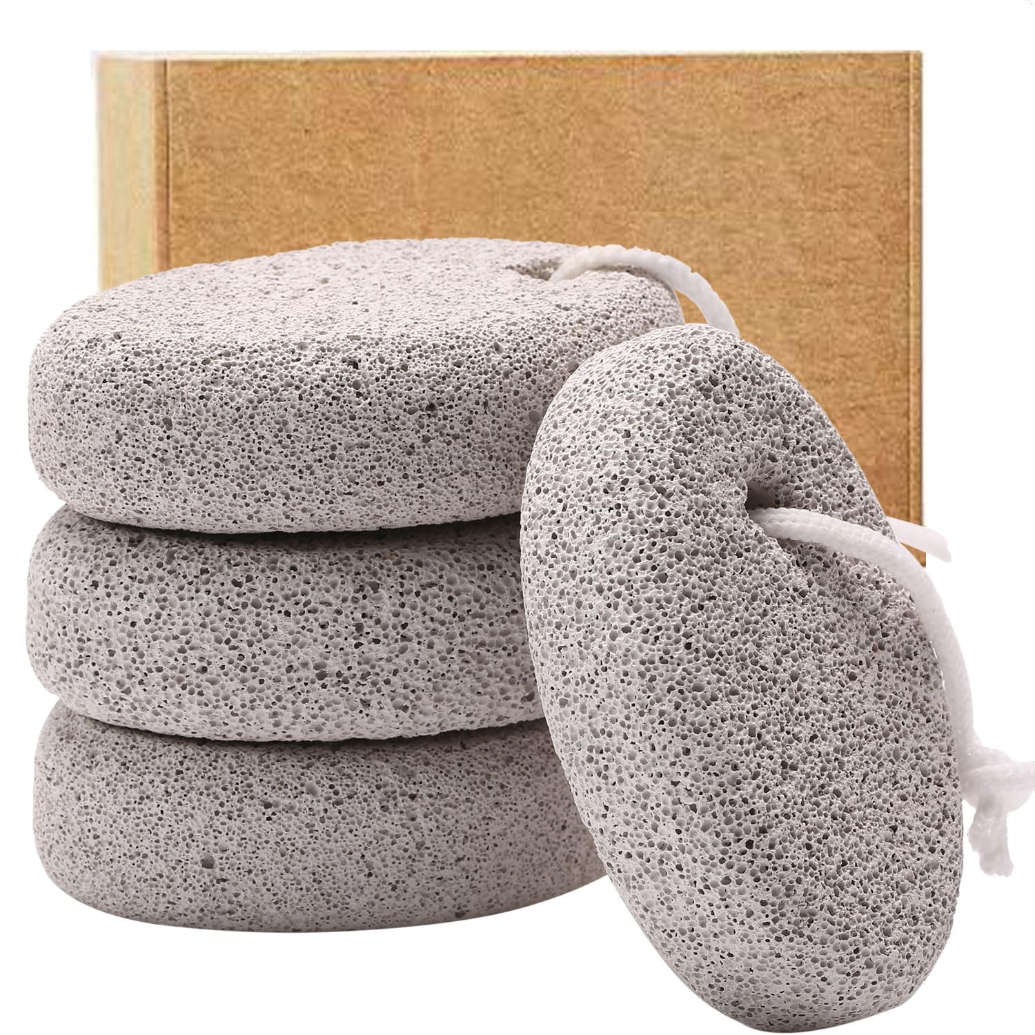 4-Pack Natural Pumice Stone for Feet, Lava Pedicure Tools Hard Skin Callus Remover for Feet and Hands - Natural Foot File Exfoliation to Remove Dead Skin, Heels, Elbows, Hands