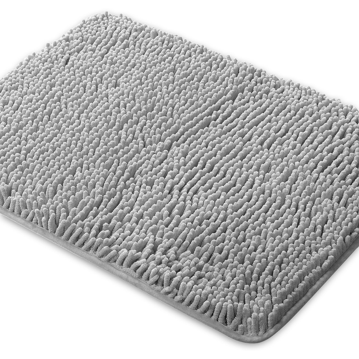 Yeaban Chenille Gray Bathroom Rug 20"x32", Non-Slip Rubber Backing — image 1