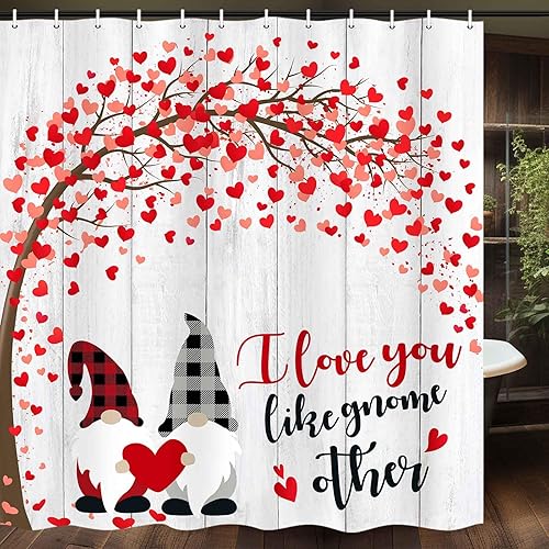 Miniatura 4 de MERCHR Cortina de ducha romántica de San Valentín, juego de cortinas de ducha de tela rústica para casa de campo, 71 x 71 pulgadas