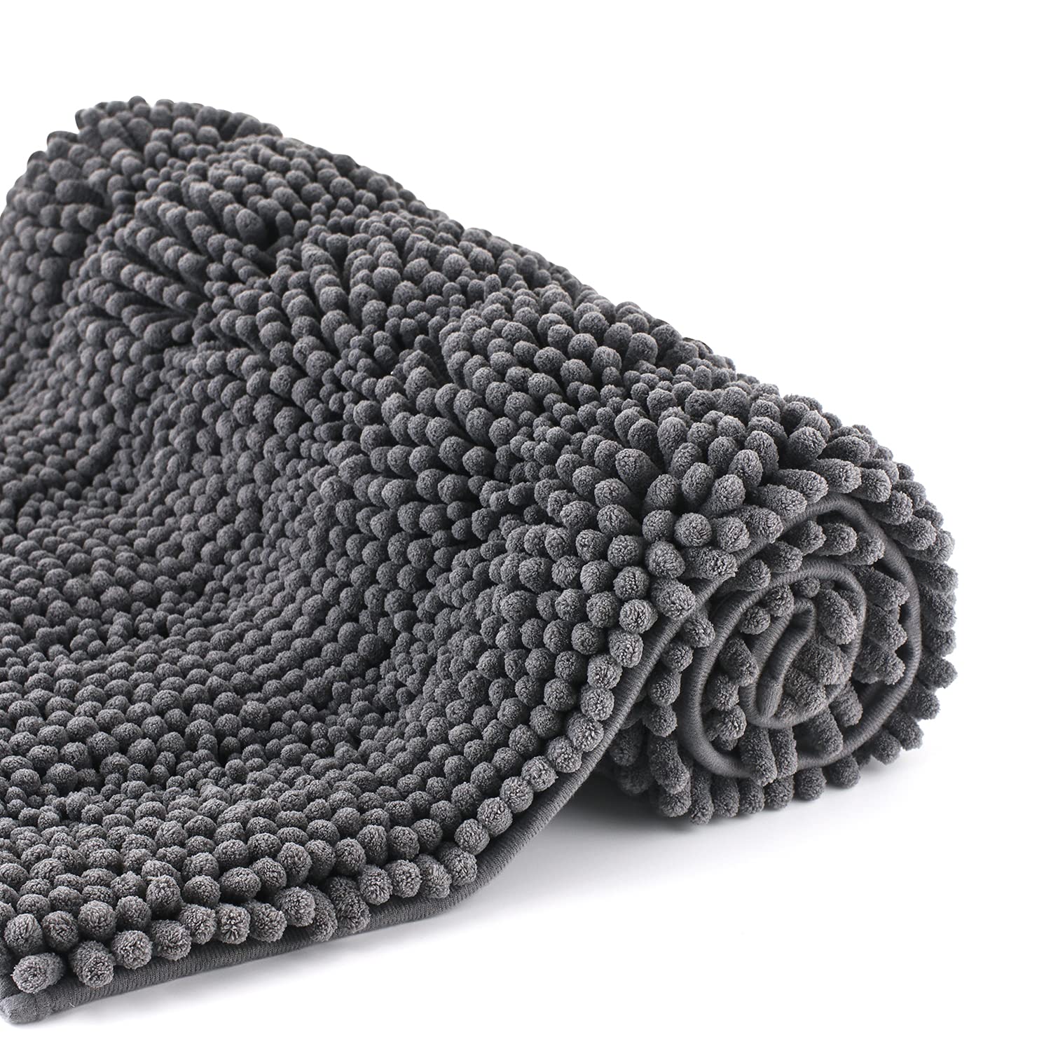 TENGTENGLINKBath Mats for Bathroom,Thick Soft Chenille Floor Mats,16x24 Inches Non Slip Shower Mats Ultra Water Absorbent Doormat.DimGrey