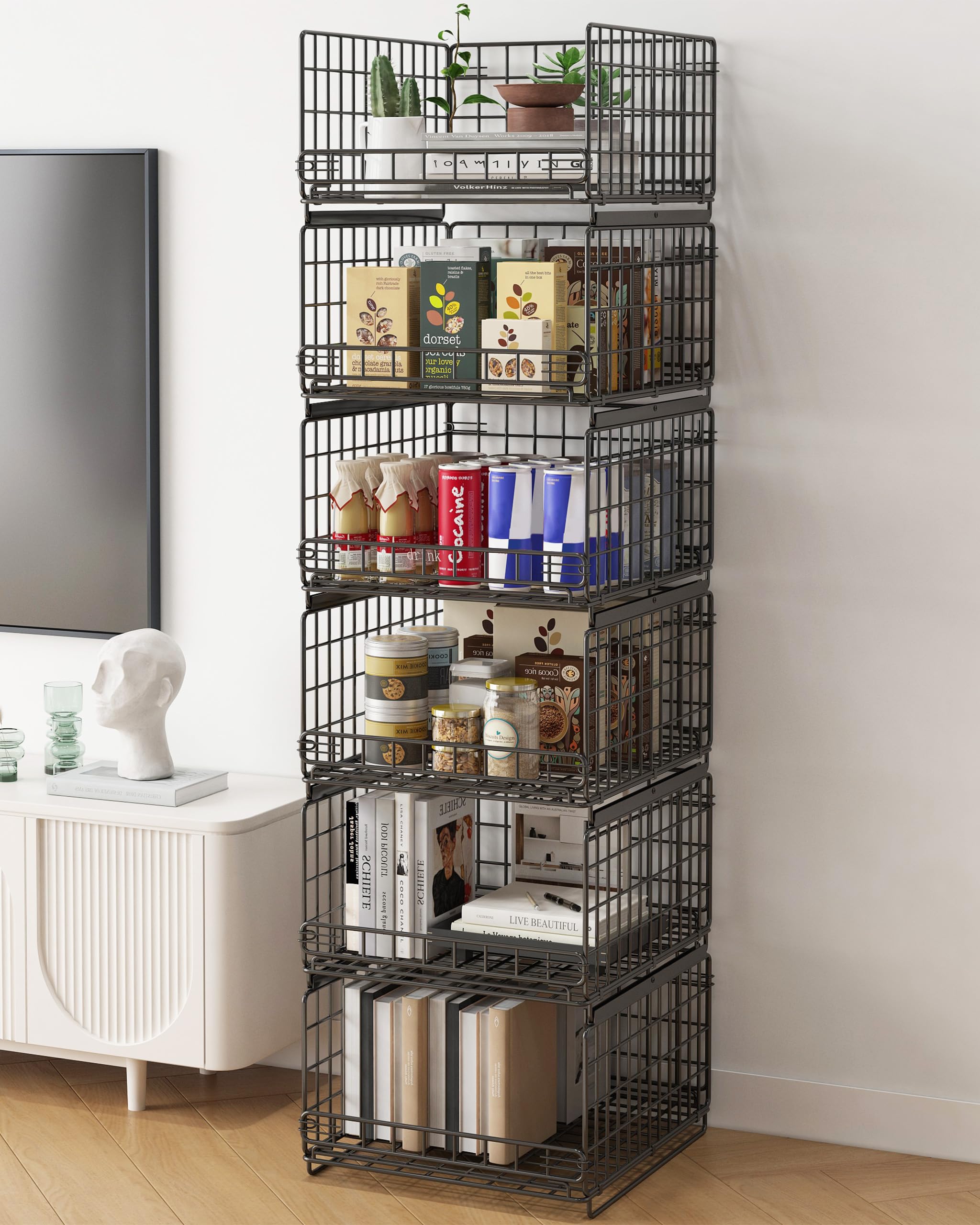 Organizador Armario de 6 Piezas Apilable Separadores Metal Negro UMDONX