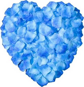 CO-RODE 1200pcs Wedding Decoration Silk Rose Petals, Artificial FlowersTransitional Blue