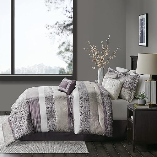 Miniatura 15 de Madison Park Juego de edredón de lujo, diseño tradicional de jacquard, ropa de cama alternativa para todas las estaciones, falda de cama a juego,