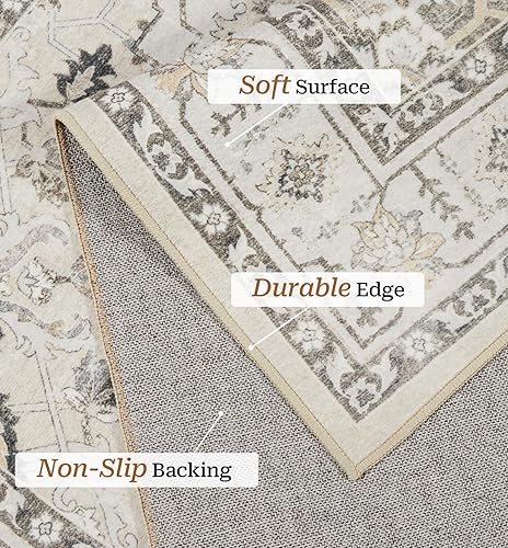 Miniatura 5 de zesthome Alfombras de área de 5 x 7, lavables a máquina, para sala de estar, dormitorio, resistentes a las manchas, vintage, de gran área,