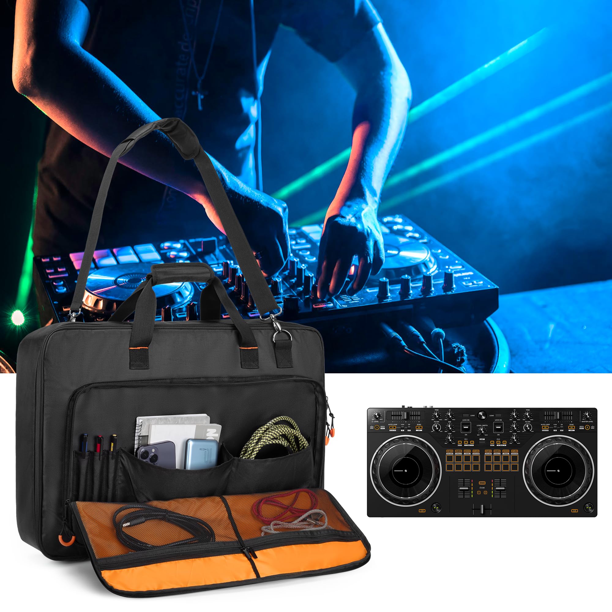 Rexmica Custodia da Viaggio per Controller DJ, Cavi o Accessori (M, Nero) | Compatibile con Pioneer DDJ SR/SR2/DDJ REV1 e la Maggior Parte dei Controller DJ Standard