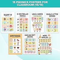 Vista 7 de Decorably 15 pósteres fonéticos bohemios para aula, 11 x 17 pulgadas, laminados mate, decoraciones educativas de clase ESL, pasillos escolares