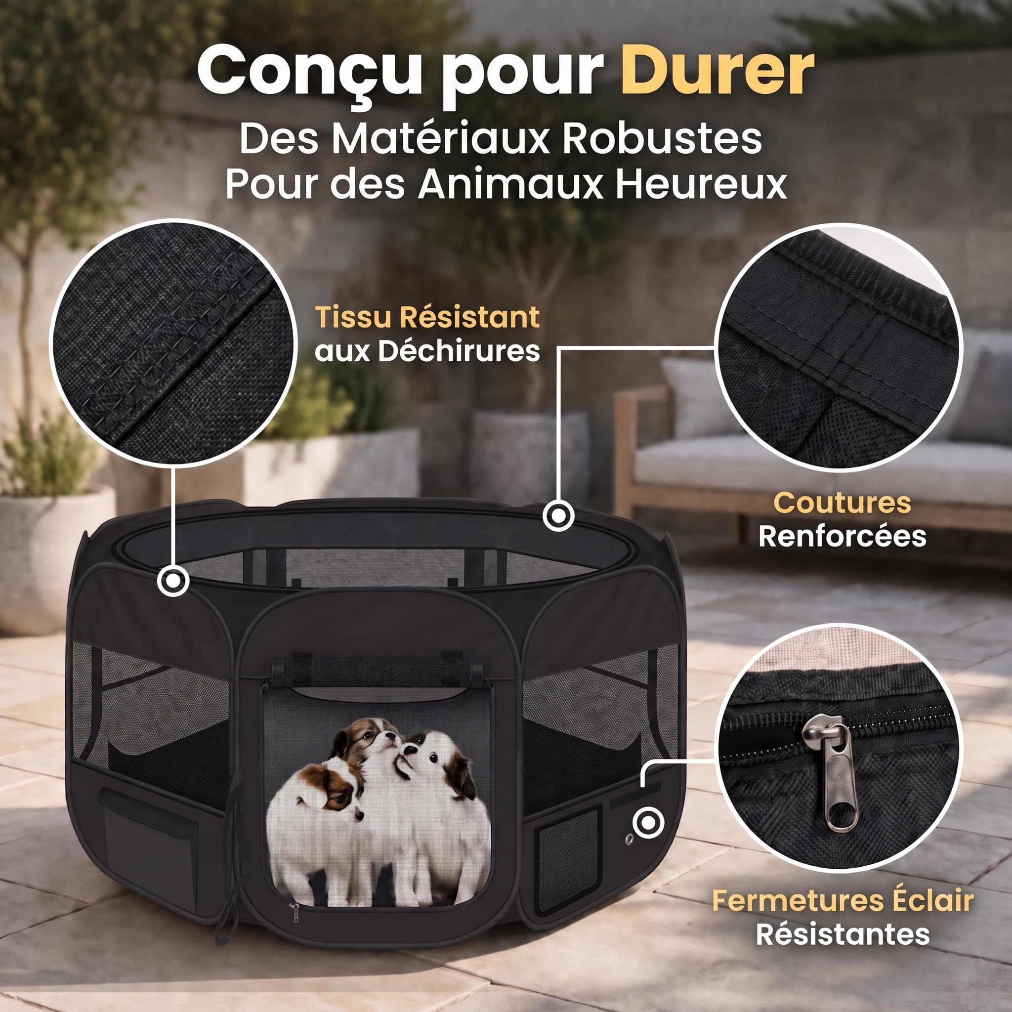 All Pets United® Parc pour Chiots & Chats, 120x120x65 cm, Pop-Up