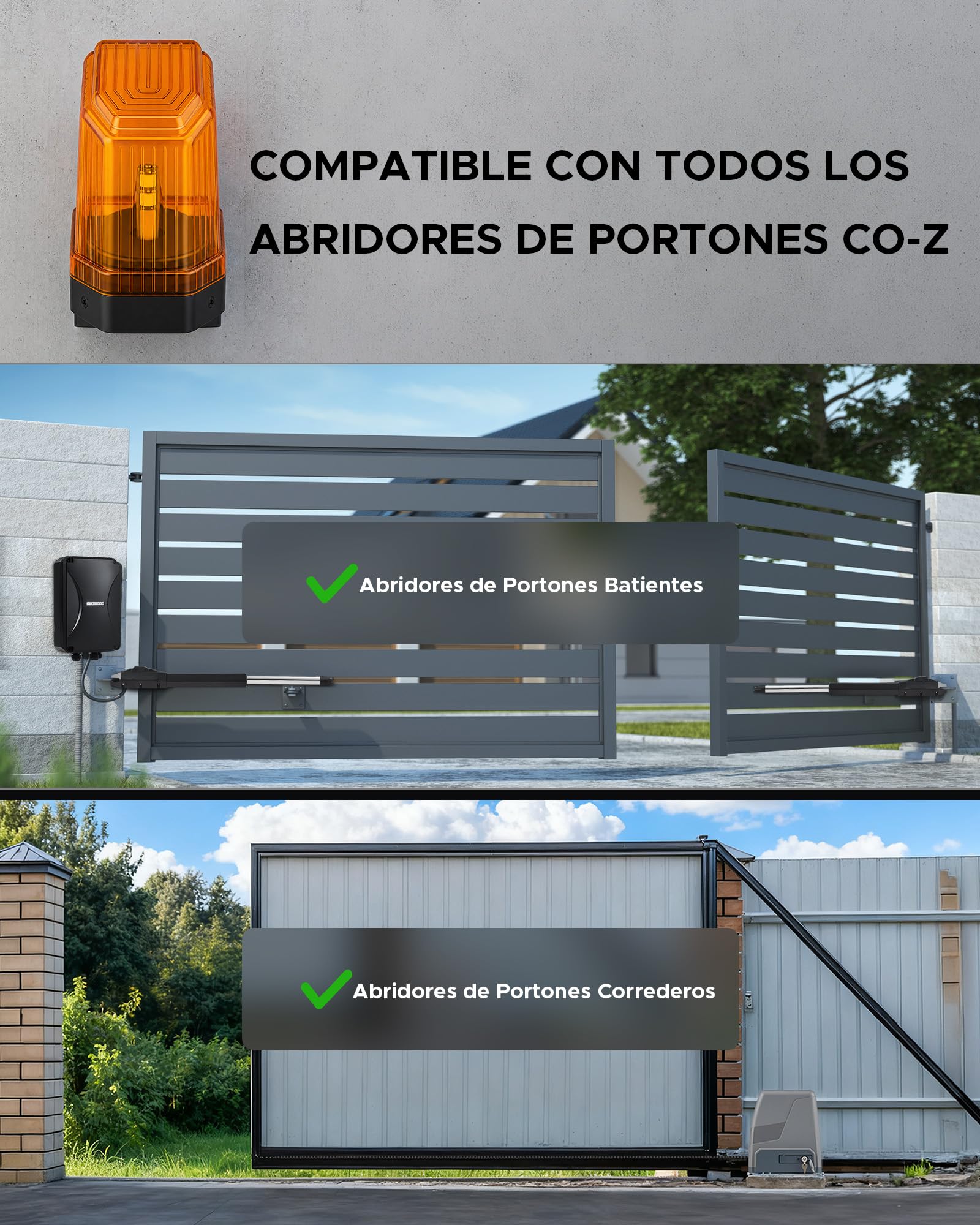 CO-Z Lámpara de Alarma Universal de Señal para Abrepuertas, Luz Estroboscópica LED de Seguridad 1 HZ, Luz de Advertencia para Motor Puerta de Corredera y Batiente