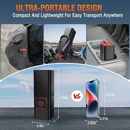 Miniatura 5 de Inflador de neumáticos, compresor de aire portátil, bomba de aire inalámbrica de 160 PSI para neumáticos de automóvil, inflador de neumáticos