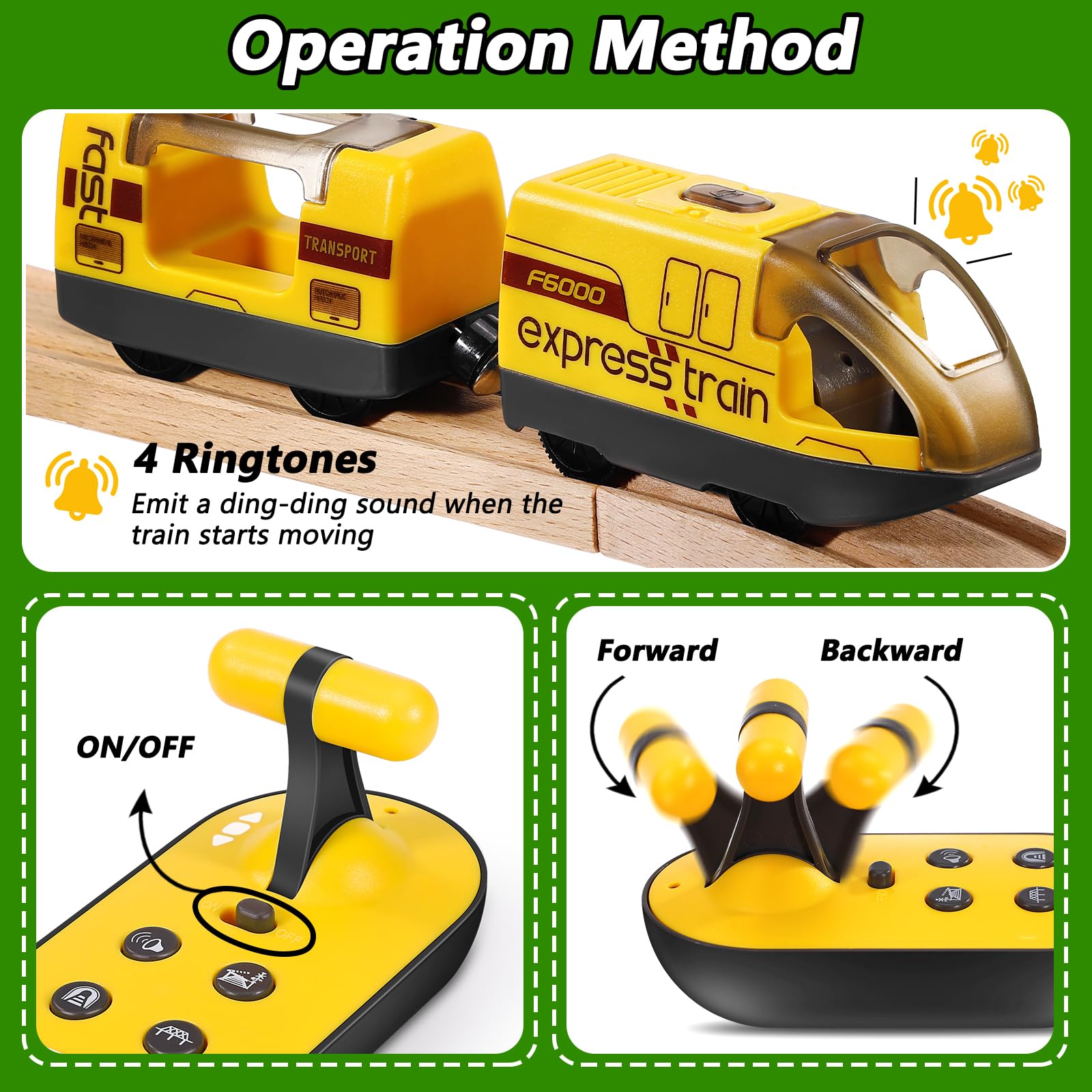 Tren Eléctrico de Juguete con Control Remoto para Vías de Madera, Locomotora Magnética, Compatible con Thomas, Brio y Chuggington, Regalo para Niños 3-6 Años