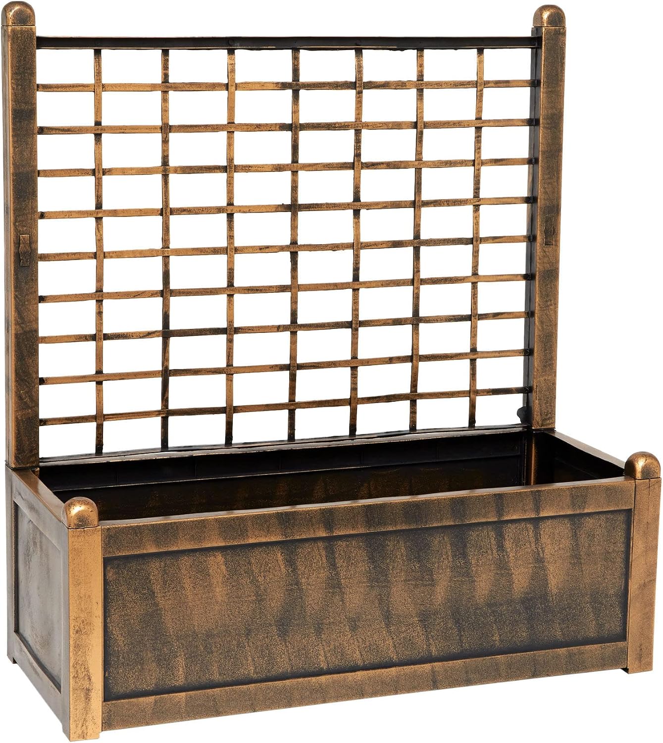 BrylaneHome Flower Box with Trellis, Bronze Brown Patio