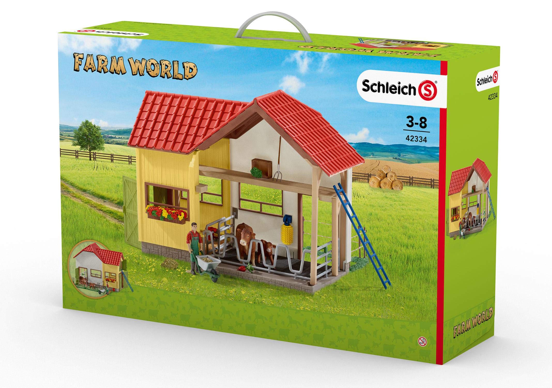 Schleich 42334 - Scheune mit Tieren und Zubehör, Mehrfarbig