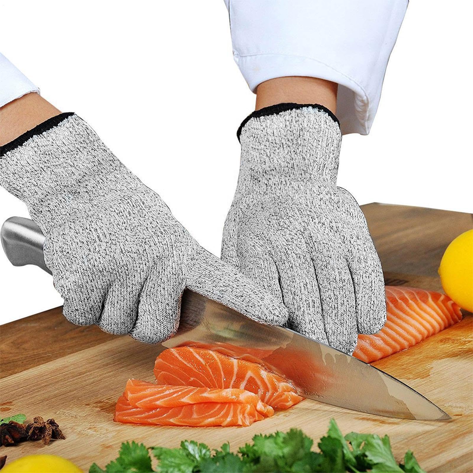Generico Guanti antitaglio,Guanti da lavoro resistenti al taglio a 5 | livelli | da lavoro traspiranti resistenti al taglio a 5 livelli per carpenteria, architettura, scuoiatura, intaglio del legn