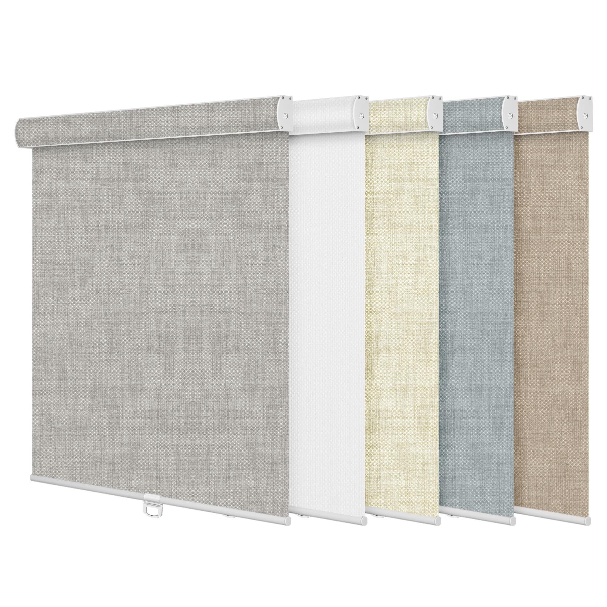 BERISSA Blackout Linen Fabric Roller Blinds with Cassette Valance, Room Darkening Window Shades Pull Down, Thermal Insulation (30"W x 84"H) Gray