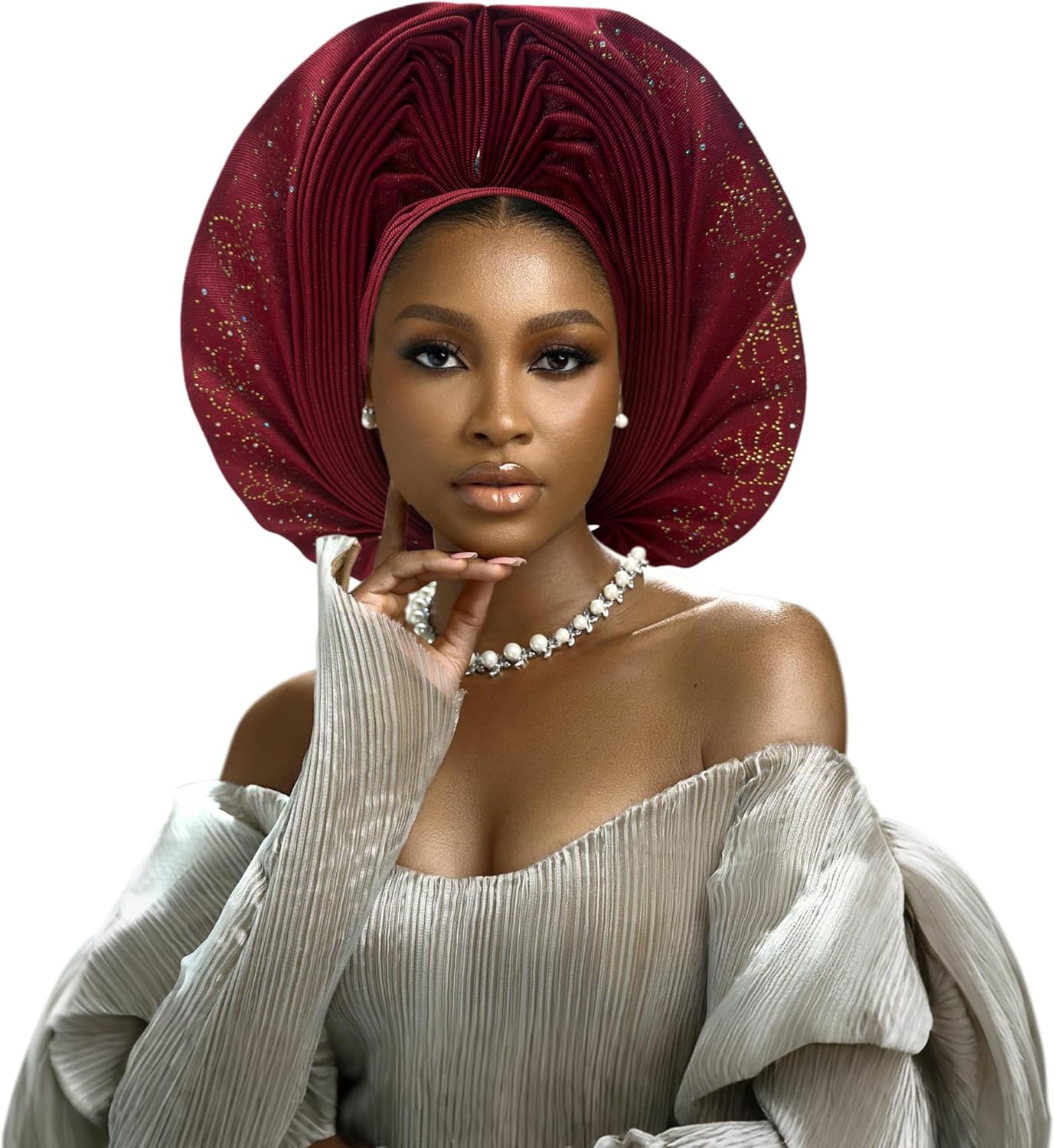 Nigerian Women's hat Folding African Headscarf hat,African headpiece Auto Gel Headwear,Suitable for Weddings