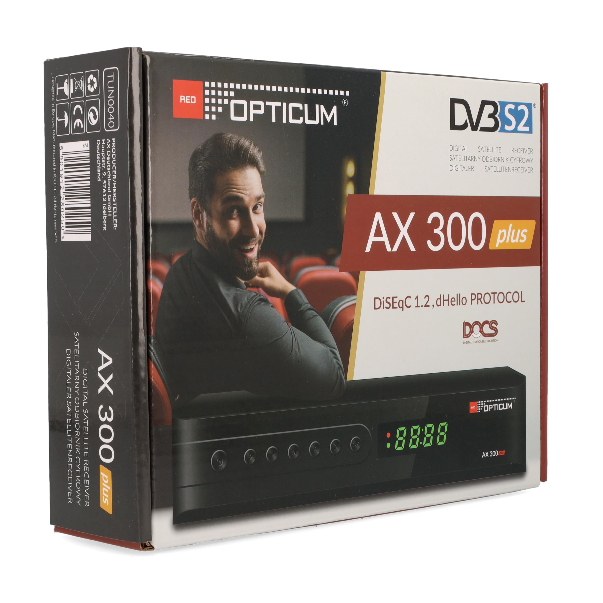 RED OPTICUM AX 300 Plus Sat Receiver mit PVR I Digitaler Satelliten-Receiver HD 1080p - HDMI - SCART - USB - Coaxial Audio I Receiver für Satellitenschüssel Schwarz