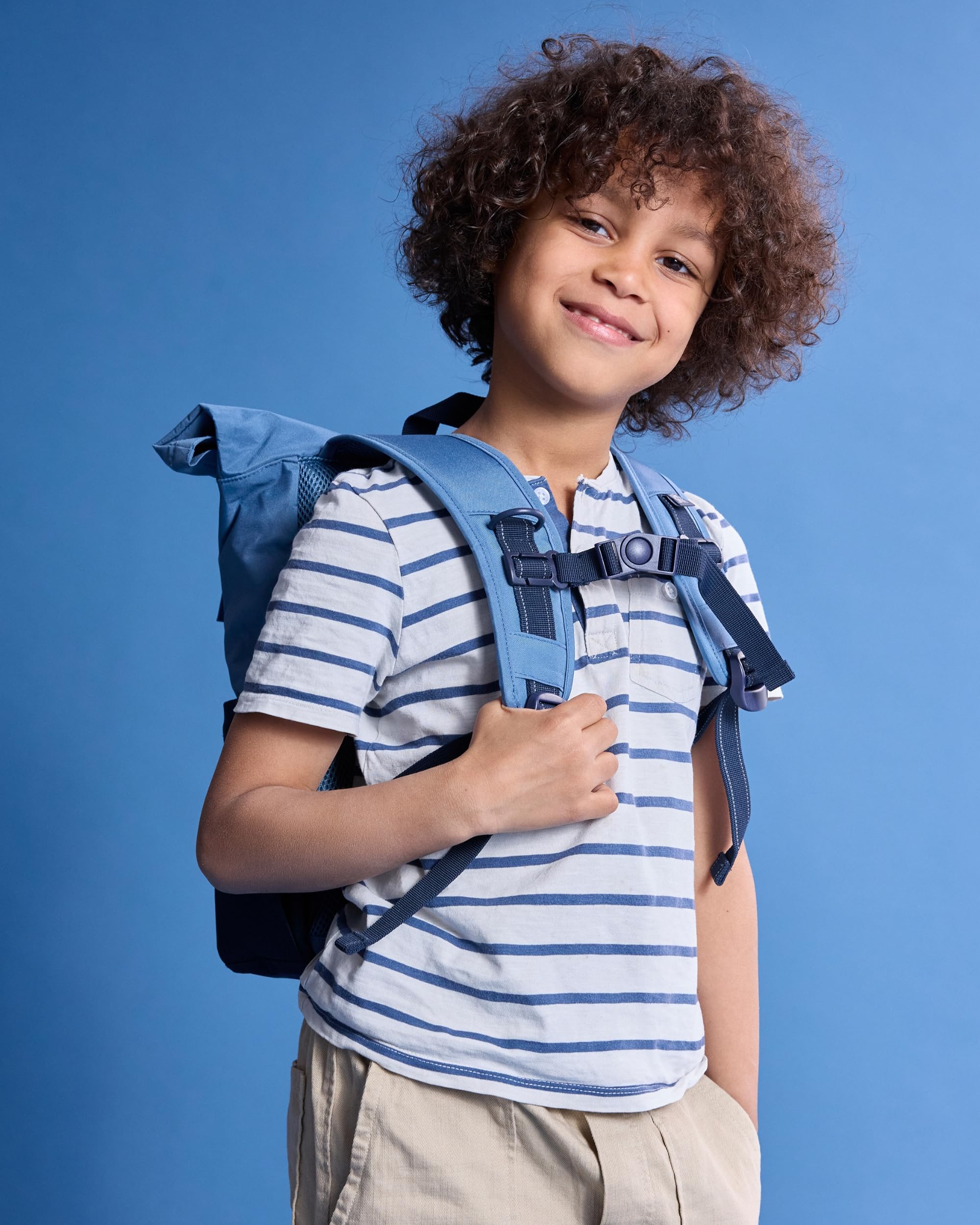 LARKSON Rucksack Kinder für Mädchen & Jungen Blau - Kjell - Rolltop Kinderrucksack mit Brustgurt - Ab 4 Jahre - 8 bis 10L - Wasserabweisend