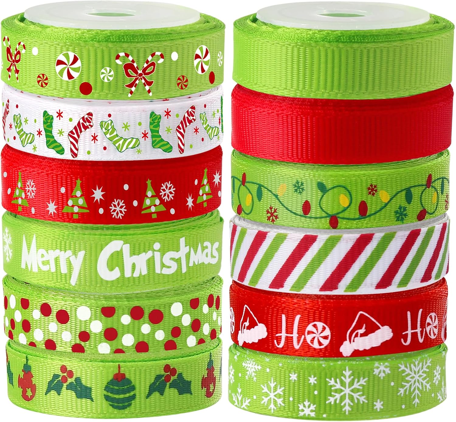 12 Rolls 60 Yards Christmas Ribbon for Gift Wrapping, 3/8 Inch Christmas Ribbon for Crafts, Holiday Grosgrain Ribbons DIY Xmas Decorations 12 Rolls 60 Yards Christmas Ribbon for Gift Wrapping, 3/8 Inch Christmas Ribbon for Crafts, Holiday Grosgrain Ribbons DIY Xmas Decorations