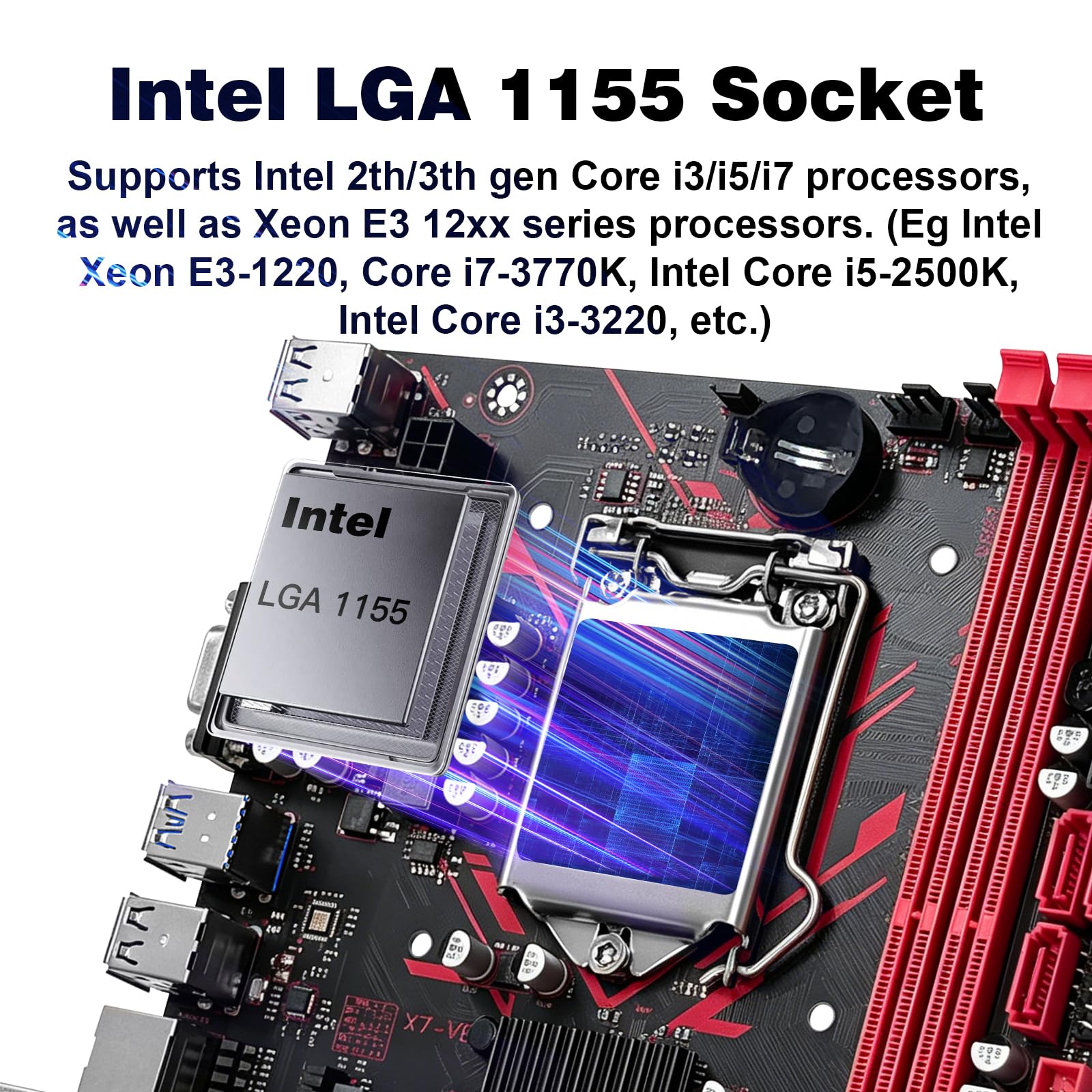 MACHINIST Placa base B75 LGA 1155, compatible con procesadores Intel de 2ª/3ª generación Core i3, i5, i7/Xeon E3 12xx, ranuras (DDR3, NVME/NGFF M.2, SATA 6Gb/s, USB 3.0, Gigabit LAN) PC PC Gaming