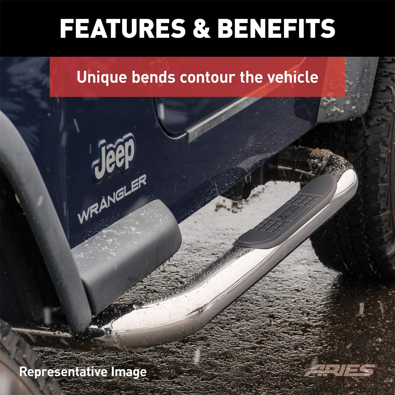 Photo 1 of ARIES Automotive 205039-2-Sidebars,3In, Stainless for jeep