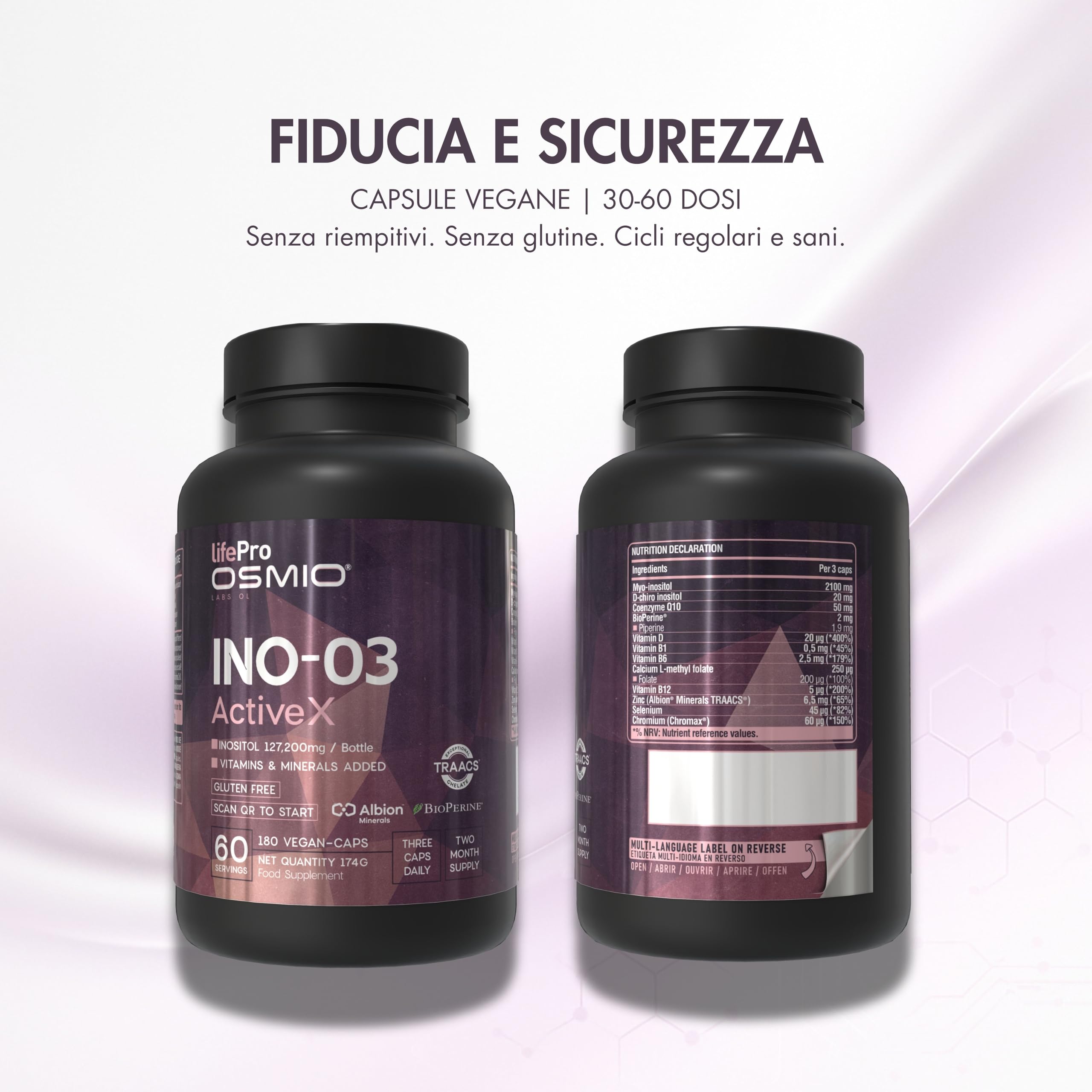 Inositolo 4240mg – Myo Inositolo e D-Chiro – con CoQ10, BioPerine®, Cromo Chromax®, Zinco Albion® TRAACS®, Selenio, Folato, Vitamine B6, B12 e D3 – Equilibrio Ormonale e Energetico Donna e Uomo