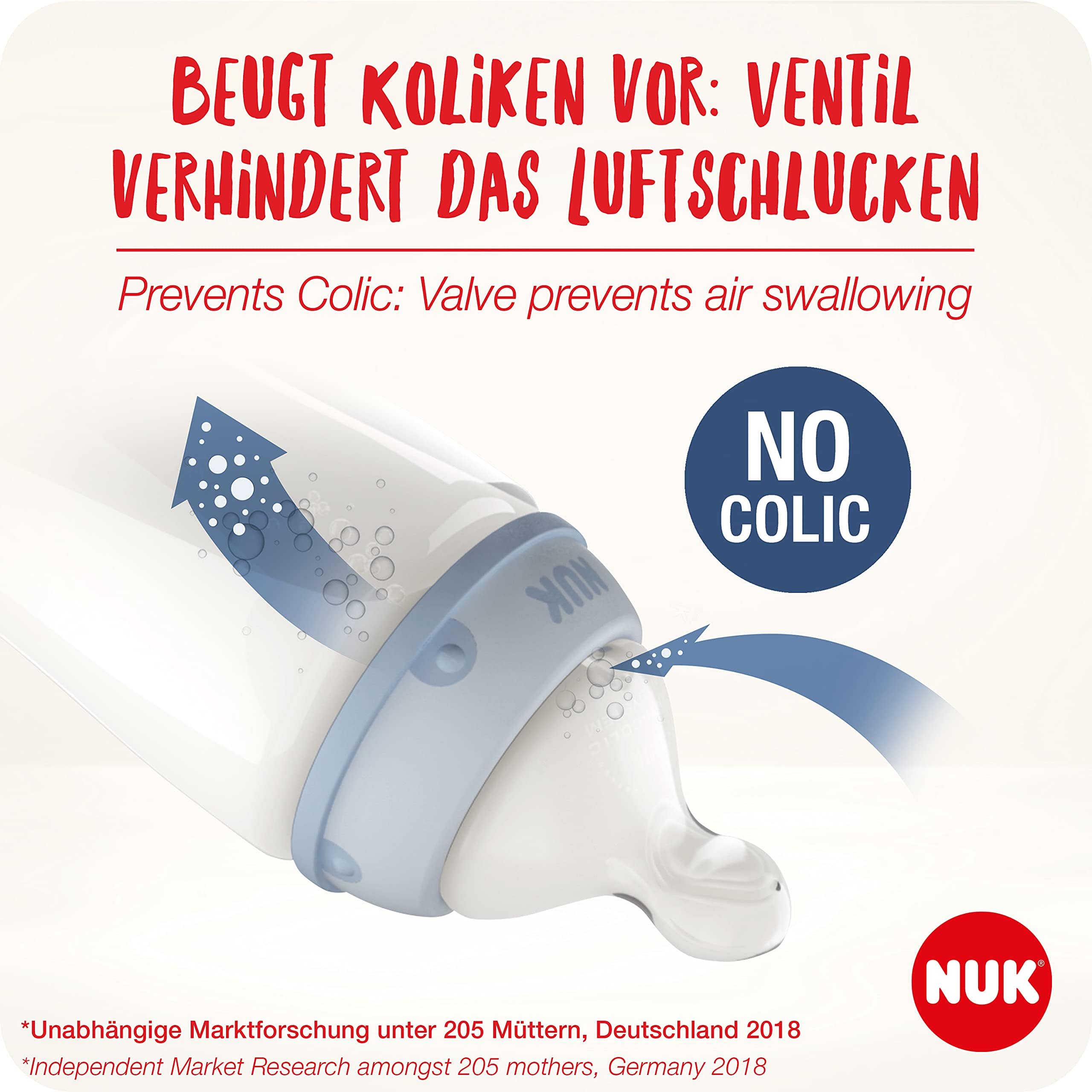 NUK First Choice+ Babyflaschen Starter Set aus Glas und Silikon | 0–6 Monate | 4 Flaschen mit Temperature Control & Flaschenbox | Anti-Colic Air System | BPA-frei | 5-teilig
