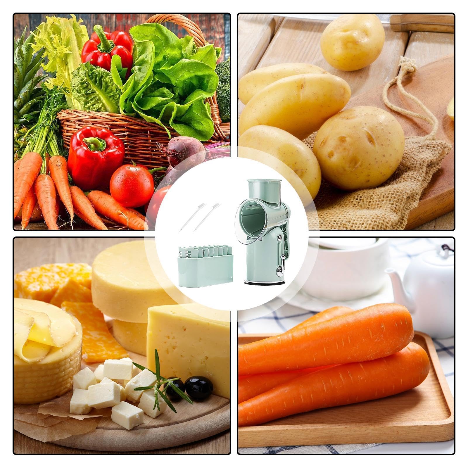 Grattugia per formaggio,Manovella per grattugia per formaggio | Macinino per noci - Grattugia in acciaio inox con manico 5 frese intercambiabili per formaggio cioccolato carota noci verdure | Macinino per noci - Grattugia in acciaio con manico 5 frese int