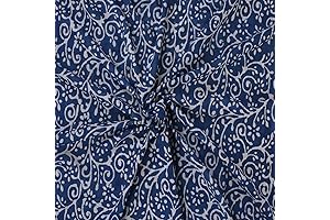 Trade Star 3 Yard Indigo Block Print Cotton Lawn Fabric for Dressmaking