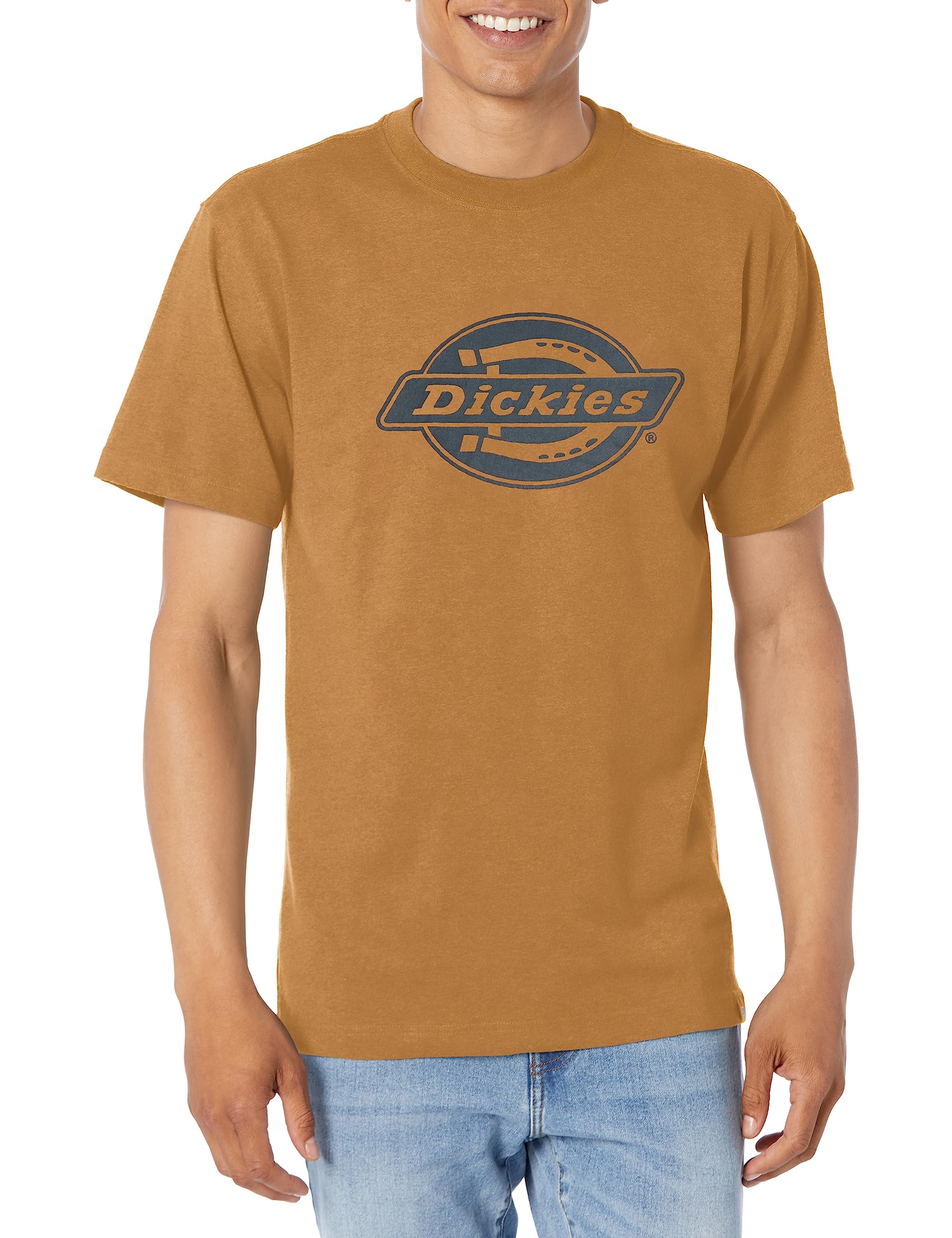 Dickies Men's Short Sleeve Heavyweight Logo T-Shirt, Brown Duck, XL Tall