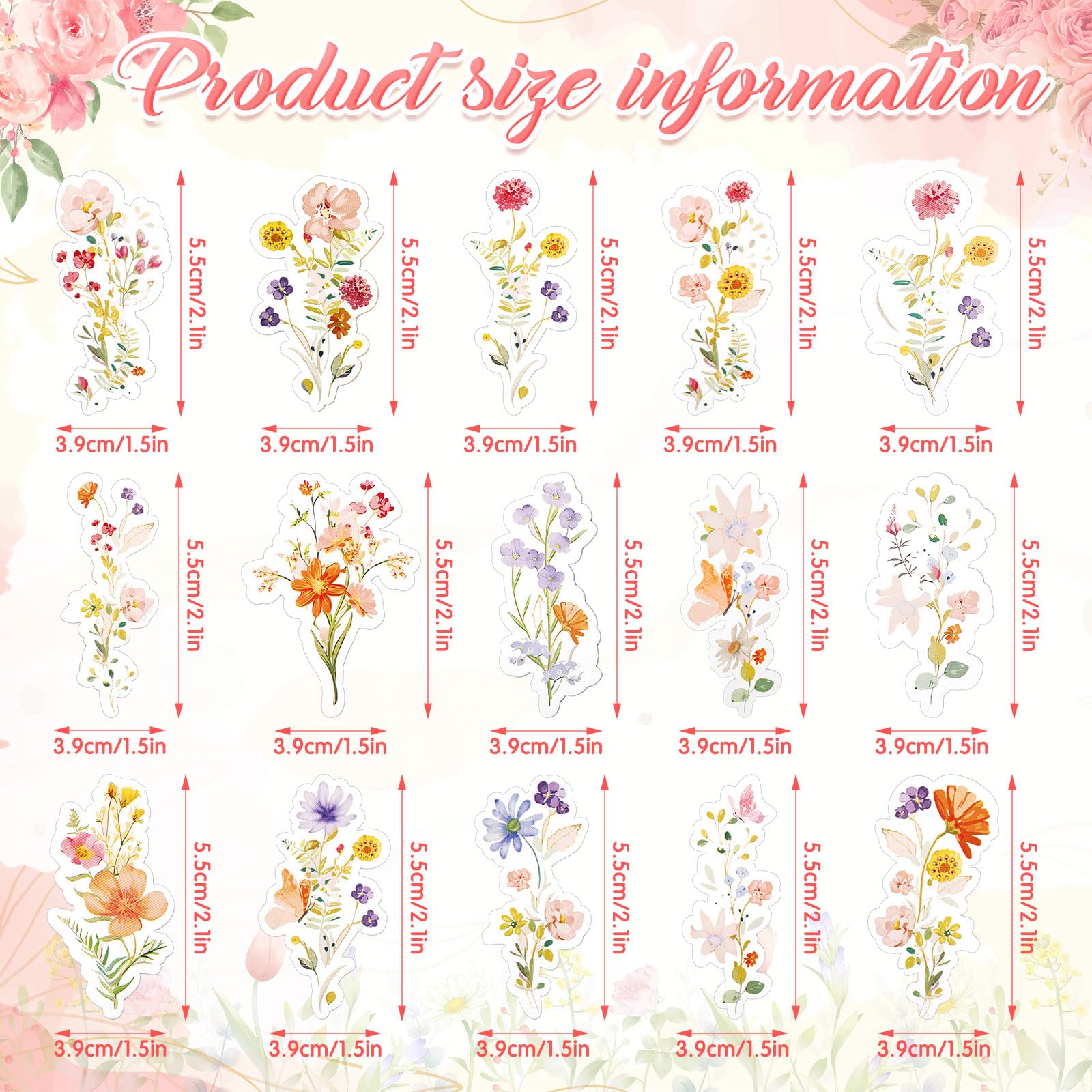 Trandraft 60 Pcs Baby in Bloom Cupcake Toppers Wildflower Baby Shower Decorations Flower Birthday Party Cake Toppers Floral Party Supplies