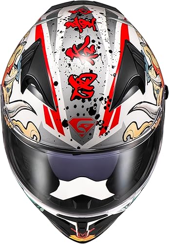 Miniatura 4 de Casco de motocicleta de cara completa con visera interna tintada y aprobado por DOT para ciclomotor, ATV Cruiser Scooter (espíritu samurái blanco, S)