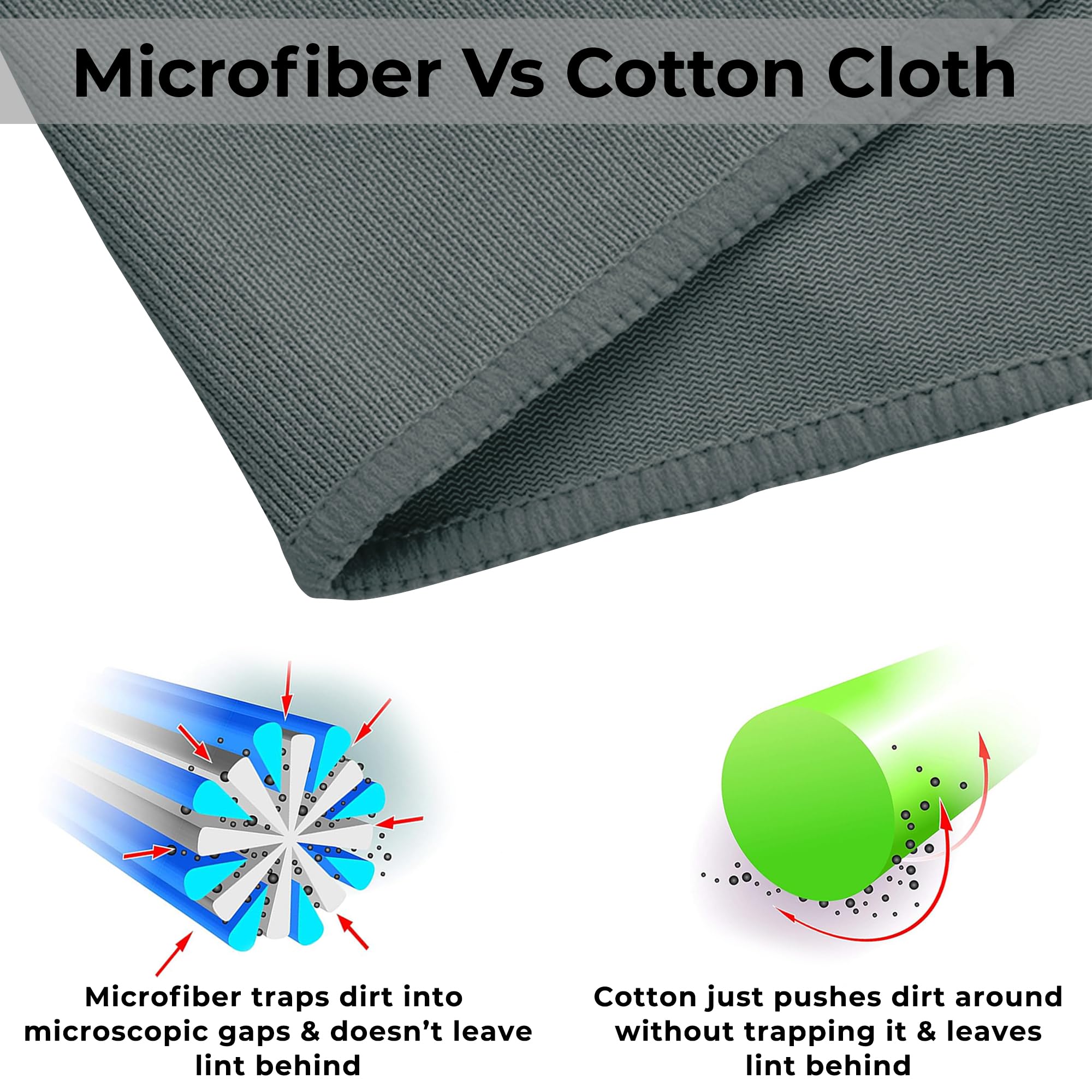 Story@Home Microfiber Glass & Window Cleaning Cloths | 400 GSM Thick, Lint-Free & Streak-Free Towels for Mirror, Car, Kitchen & Home | 40 x 40 cm | Grey | Pack of 4 4