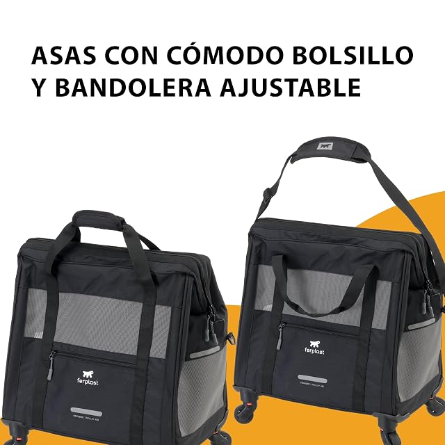 Foto 7 de 8 de Ferplast Voyager Trolley Transportín para Gatos, Transportín para Perros, Asa Extensible, Correas Ajustables