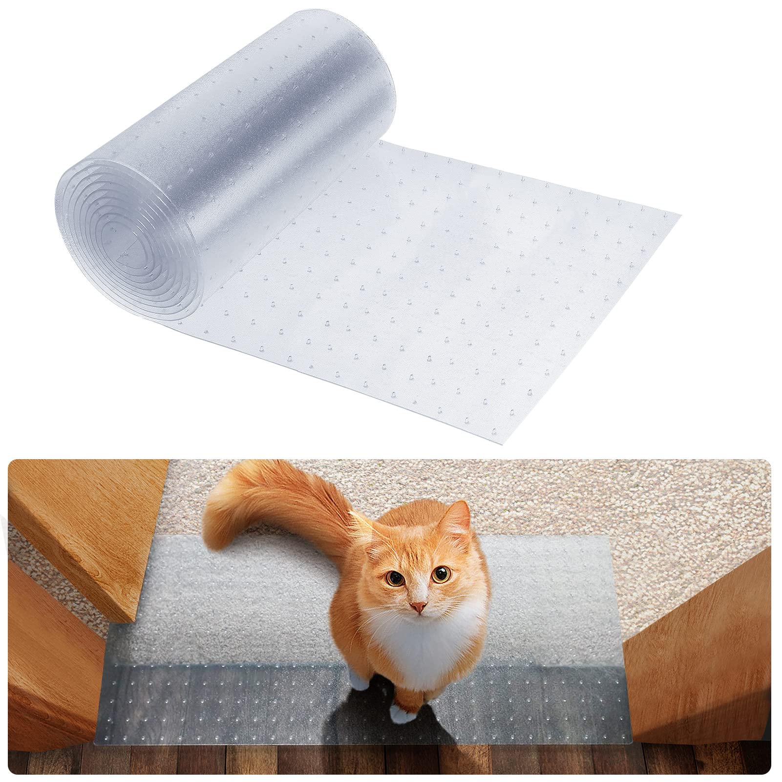 8.69Ft Cat Carpet Protector, Heavy Duty Plastic Pets Scratch Stopper