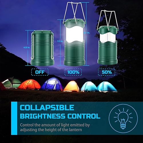 Miniatura 32 de Lichamp Paquete de 4 linternas de campamento COB, linterna portátil de alto lumen para acampar al aire libre, kit de equipo de supervivencia