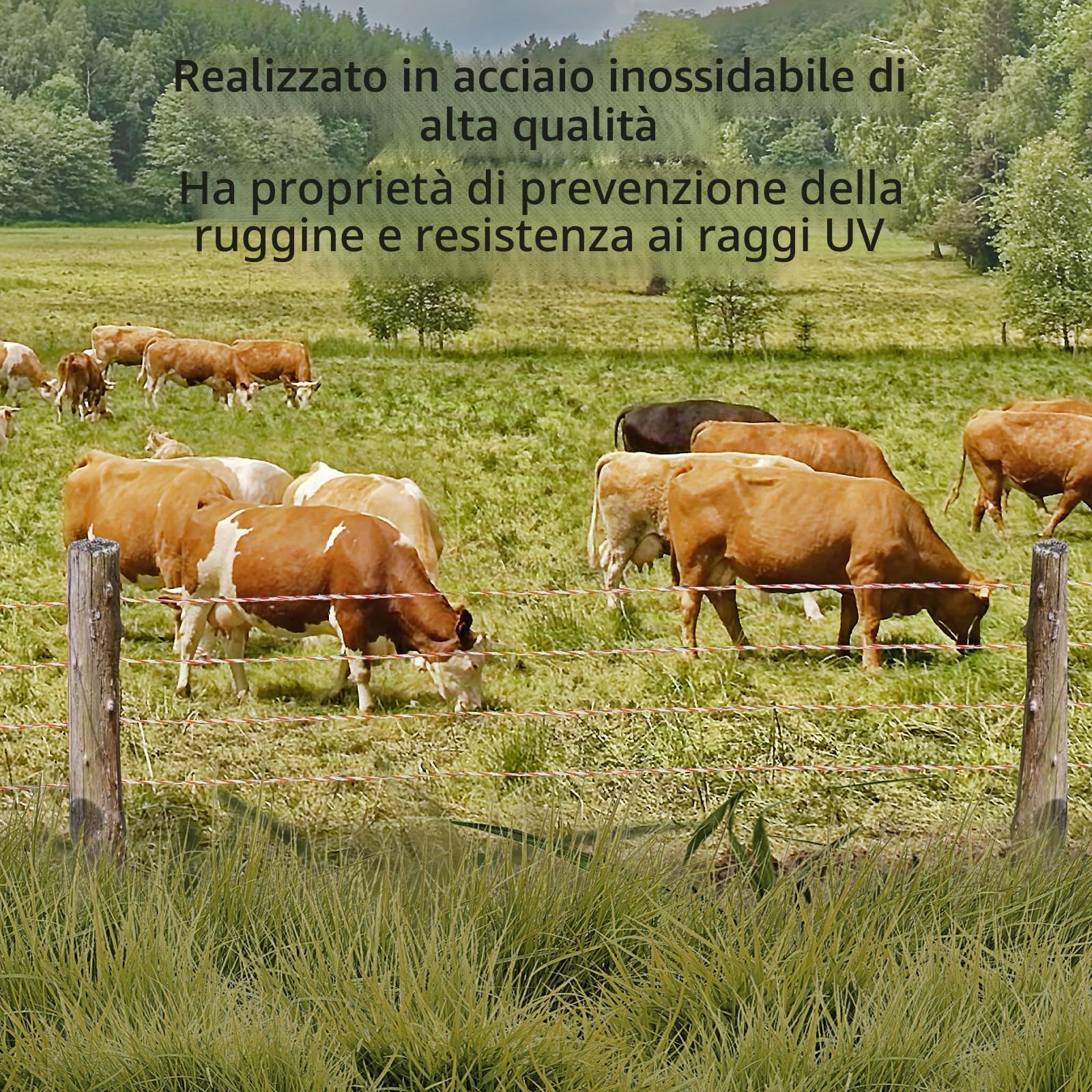 Filo Per Recinto Elettrico 500 Metri con 6 Fili Conduttori, Recinti Elettrici in Acciaio Inox, Alta Conduttività Recinzioni Elettrificate, per Animali Mucche Cavalli Maiali Galline