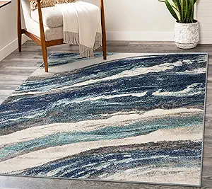 LUXE WEAVERS Lagos Collection 7983 Blue 8x10 Art Deco Area Rug