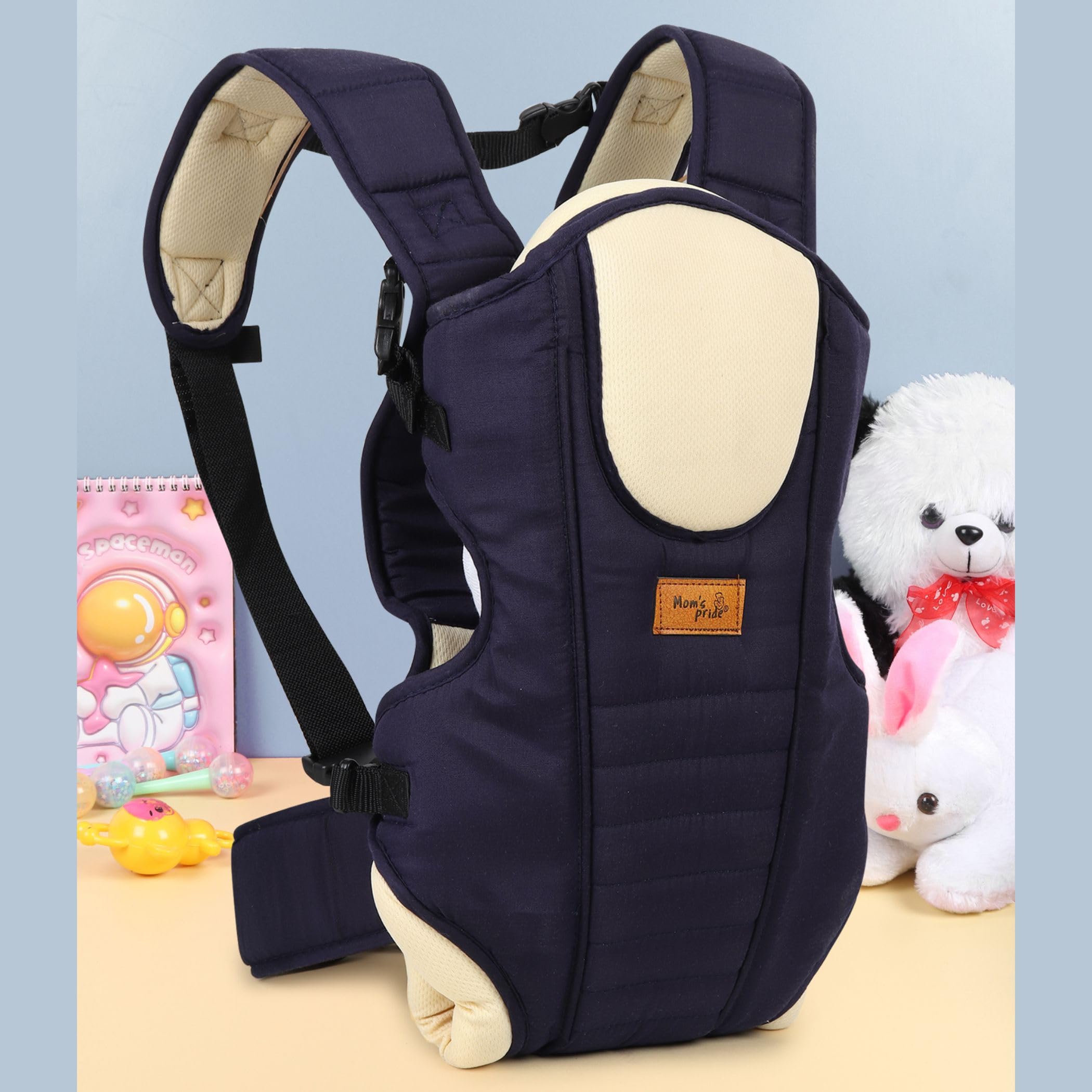 Mom's Pride Toddler 3 In 1 Baby Carrier Ergonomic Adjustable Sling Kangaroo Dark Blue Design Baby Carry Bag Backpack Sling Back Position Front Position Carrier(Nc-Rfr)-0 To 12 Months-image-34