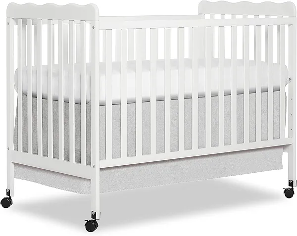 Dream On Me Carson Classic 3-in-1 Convertible Full-Size Baby Crib in White, GreenGuard Gold & JPMA, 4 Mattress Heights, Converts to Day & Toddler Bed, Locking Wheels, Classic Nursery Design