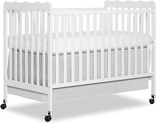 Dream On Me Carson Classic 3-in-1 Convertible Full-Size Baby Crib in White, GreenGuard Gold & JPMA, 4 Mattress Heights, Converts to Day & Toddler Bed, Locking Wheels, Classic Nursery Design