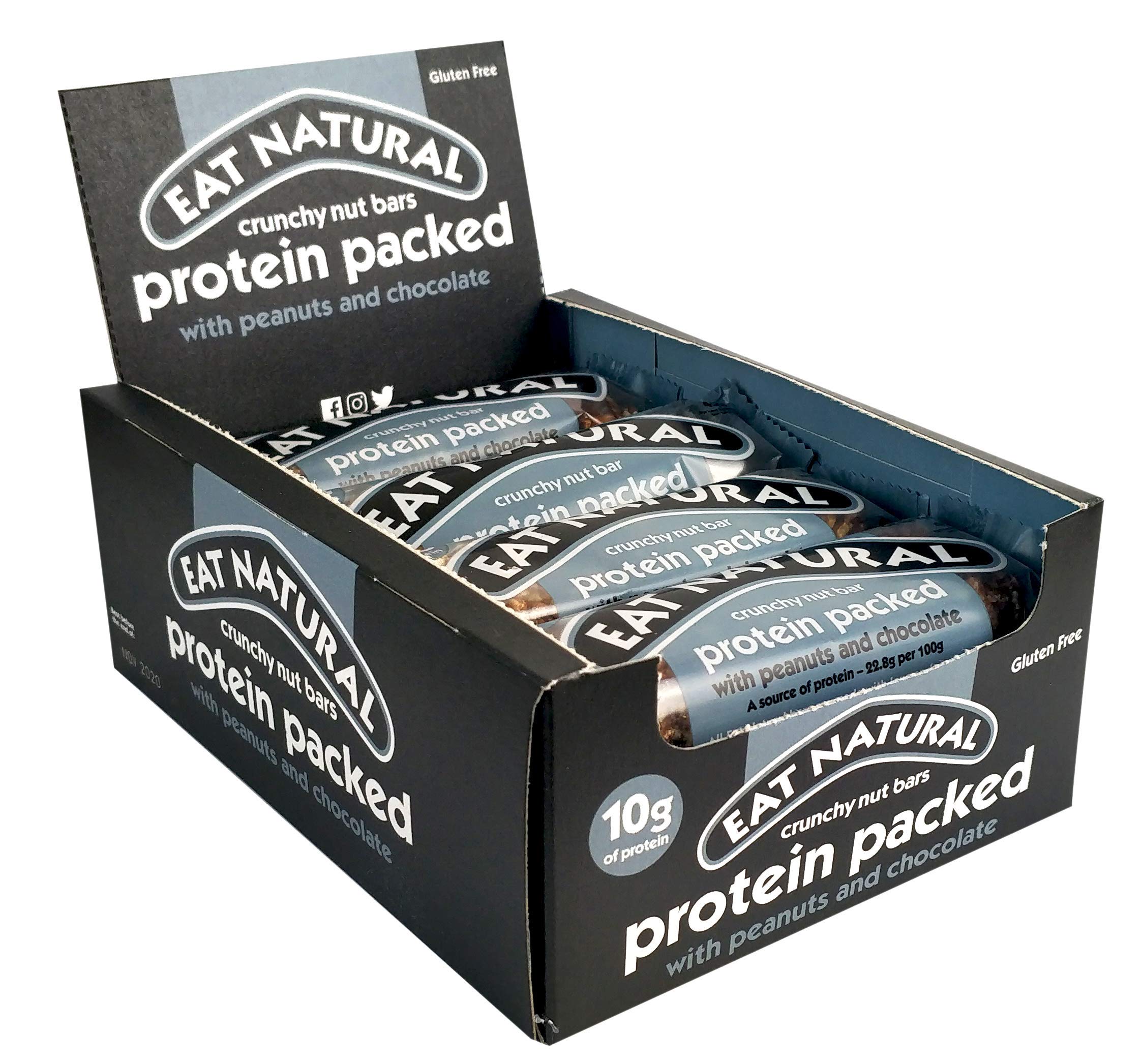 Eat Natural Lot de 12 barres de noix croustillantes avec cacahuètes et chocolat 45 g