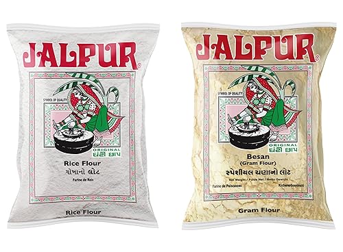 Jalpur Millers Harinas Combo Pack - Harina de arroz Jalpur 17.64 oz - Jalpur Stone Ground Gram Harina 2.2 lbs (paquete de 2)