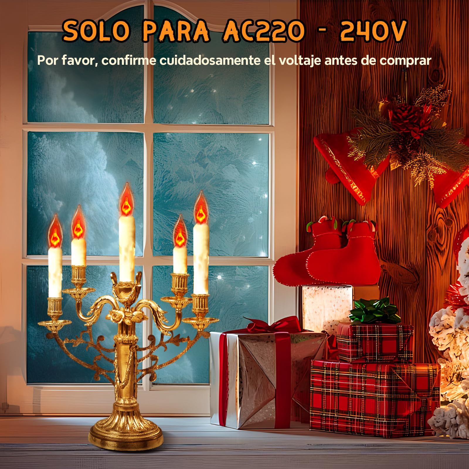 Bombillas de Vela E10 230V, Blanca Cálida Efecto Llama Bombillas E10 Bombilla de repuesto de 1,5 W para velas de Navidad para Arcos, Luces de Puente, Velas de Navidad (Pack de 4)